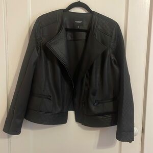 Black moto jacket.